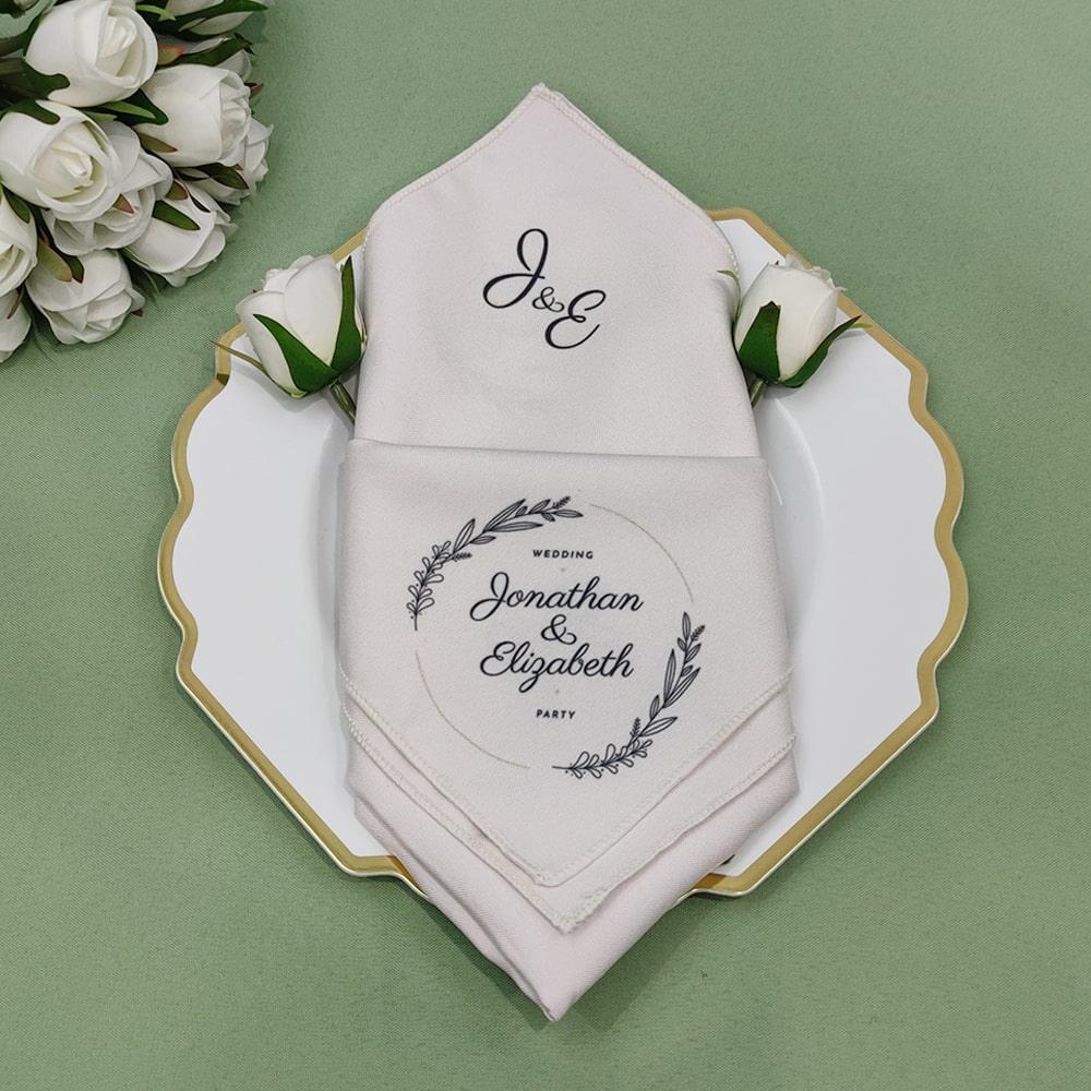 Custom Printed Spun Cloth Napkins With Logo or Wedding Text