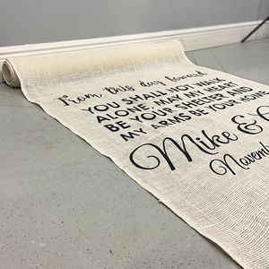 One color custom-printed burlap aisle runner