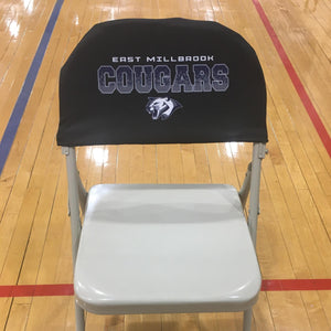 Pre-Production Sample of a Printed Spandex Folding Chair Back Cover for East Millbrook High School