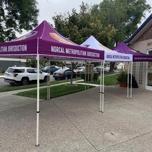 Three 10-foot tents with all-over print for Norcal Metropolitan Jurisdiction 