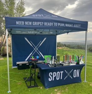 custom popup tent package on a golfcourse.