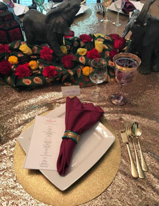 Cloth dinner napkins at a wedding reception