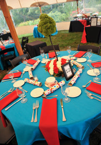 rental tablecloth wedding under a tent