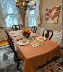 Oval linen tablecloth