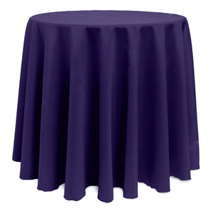 Purple poly premier tablecloth on round table