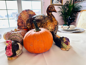 Fall Tablecloth with pumpkin and turkey decoration