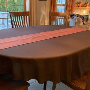 Chocolate fall tablecloth with orange table runner