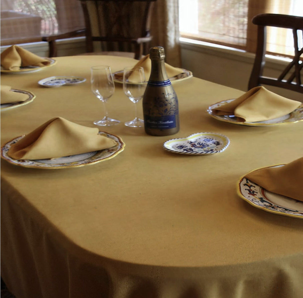 Faux Burlap Oval Tablecloth