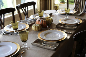 Faux Burlap Oval Tablecloth