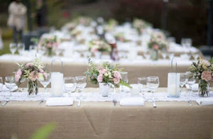 Faux Burlap Oval Tablecloth