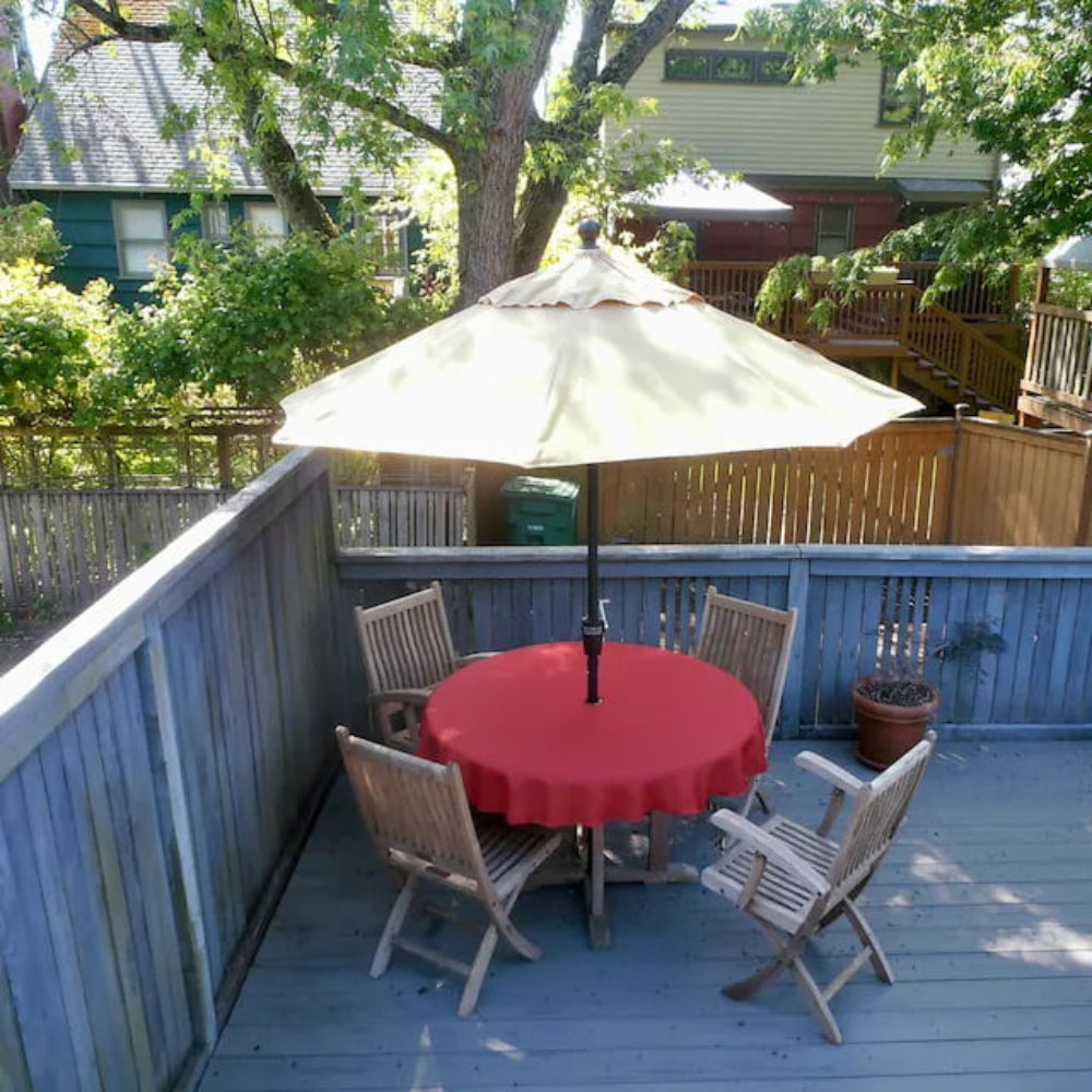 cover for patio table with umbrella Panama Round Tablecloth With Umbrella Hole, Slit and Velcro
