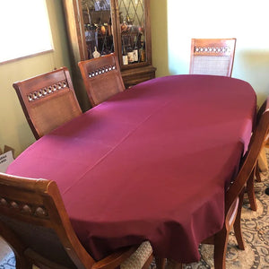 Ruby red oval tablecloth