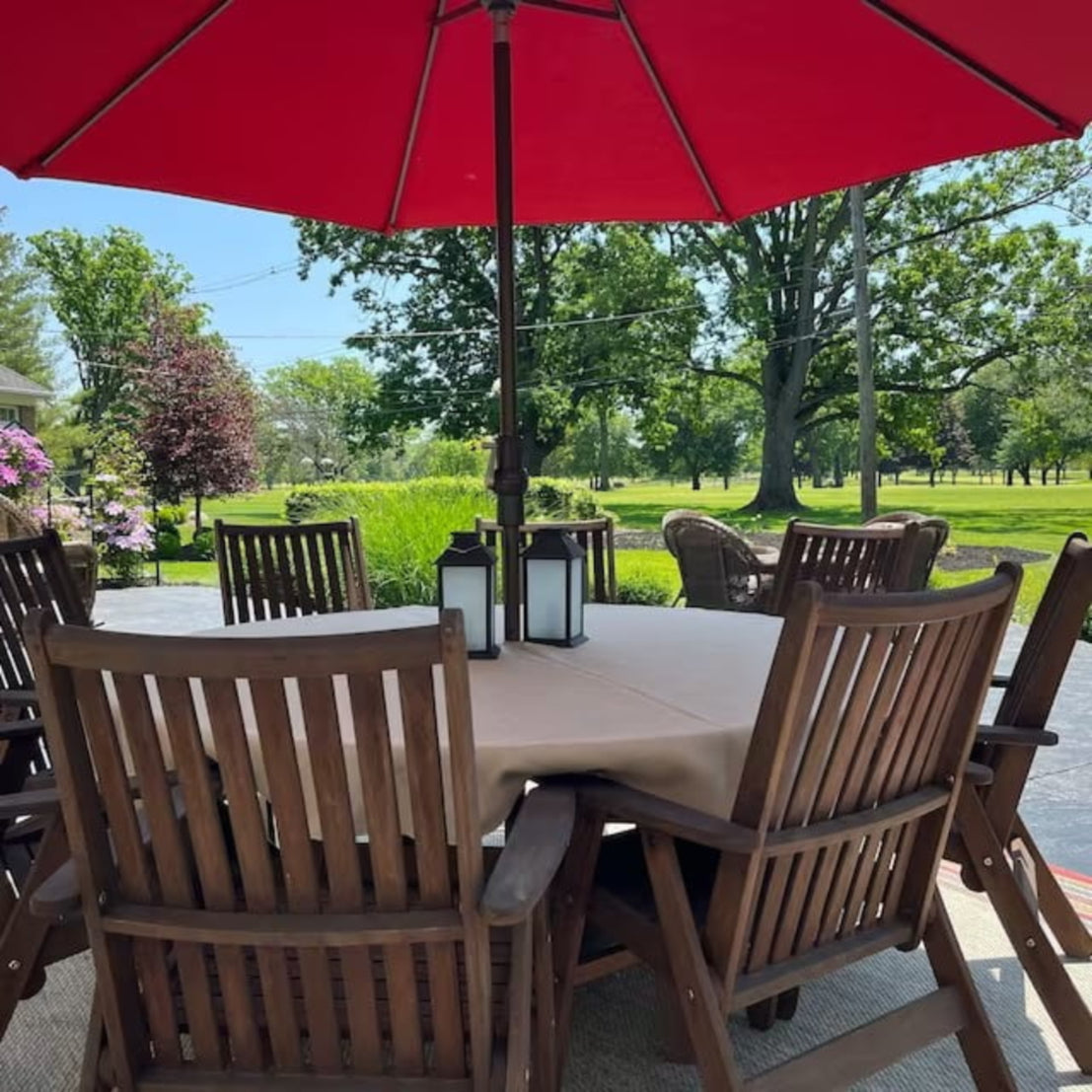 Panama Outdoor Tablecloth With Umbrella Hole Panama Outdoor Tablecloth With Umbrella Hole
