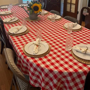 Checkered Oval Tablecloth, Gingham Tablecloth