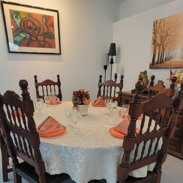 Miranda Damask Oval Tablecloth