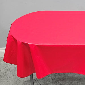 red vinyl oval table cloth