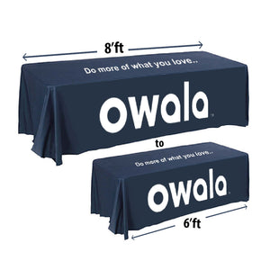 6' to 8' Convertible Wrinkle-Free Logo Tablecloth