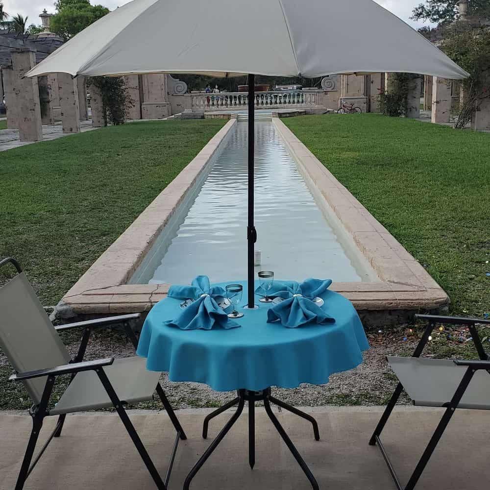 Panama Round Tablecloth With Umbrella Hole, Slit and Velcro
