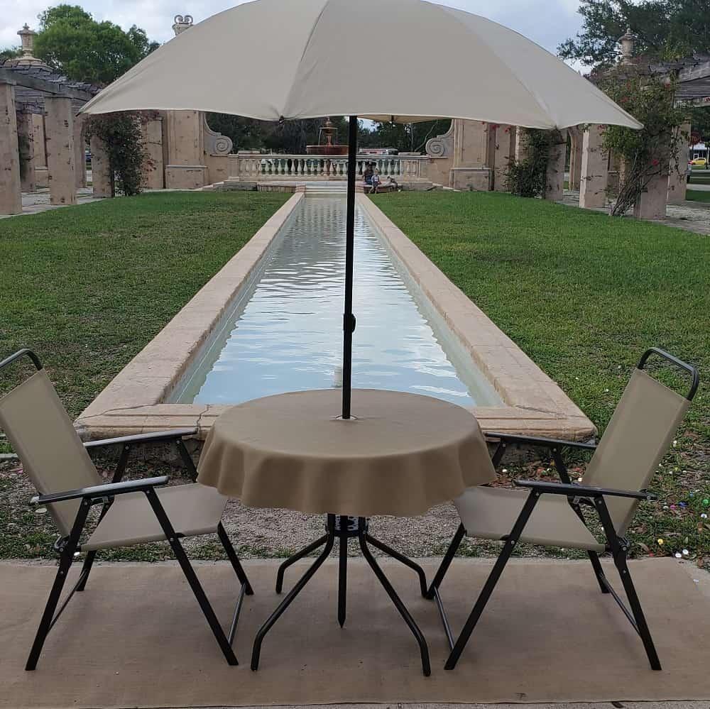 120 in patio table covers with umbrella hole Panama Round Tablecloth With Umbrella Hole, Slit and Velcro