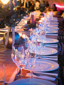 Majestic table linens on  wedding reception table