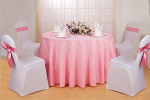 Pink linens at a wedding photo session for a magazine