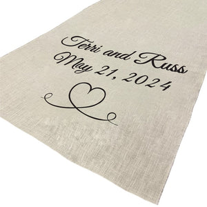 Custom Printed Burlap Wedding Aisle Runner 36 or 60" Wide, White or Natural