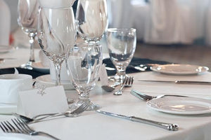 White Havana Rental linens at a high end wedding reception