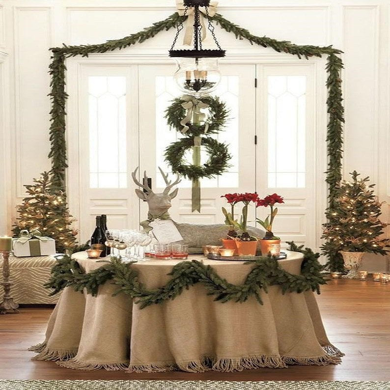 Round Burlap Tablecloth