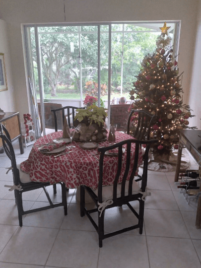 Round shibori hex tablecloth, Christmas table cloth
