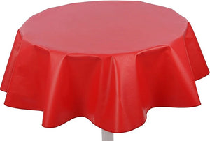 red vinyl tablecloth with flannel backing