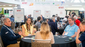 Conference or event with round blank tablcloths