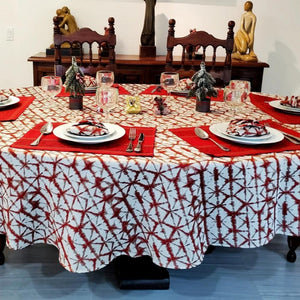 Shibori Hex Oval Tablecloth