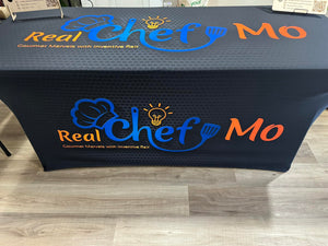 6 foot spande tablecloth with logo