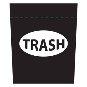Mock-up of Black trash bin with two color print