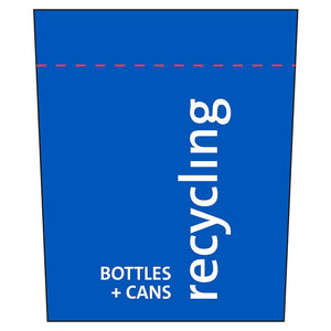 Mock-up of Blue Bottle recycling bin with two color print