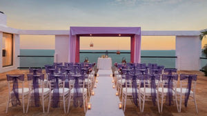 Beautiful wedding aisle runner for beach resort ceremony