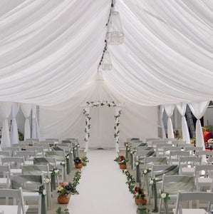 White wedding aisle runner at a ceremony