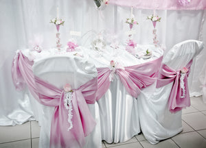 white satin wedding tablecloth