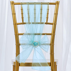 10 Organza Chair Sashes - Premier Table Linens - PTL Light Blue 