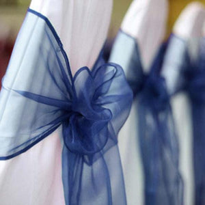 10 Organza Chair Sashes - Premier Table Linens - PTL Navy 