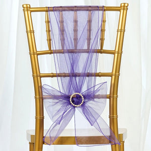10 Organza Chair Sashes - Premier Table Linens - PTL Purple 