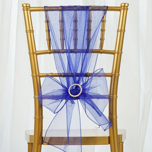 10 Organza Chair Sashes - Premier Table Linens - PTL Royal Blue 