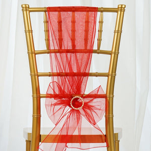 10 Organza Chair Sashes - Premier Table Linens - PTL Red 