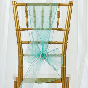 10 Organza Chair Sashes - Premier Table Linens - PTL Turquoise 