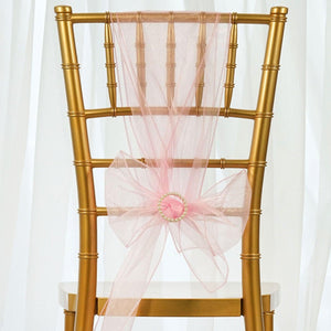 10 Organza Chair Sashes - Premier Table Linens - PTL Shocking Pink 