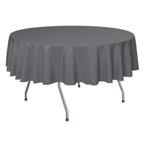 Charcoal 132" Round Poly Premier Tablecloth - Premier Table Linens - PTL 