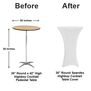 30" Round Cocktail Table Adjusts 30" & 42" Heights - Premier Table Linens 