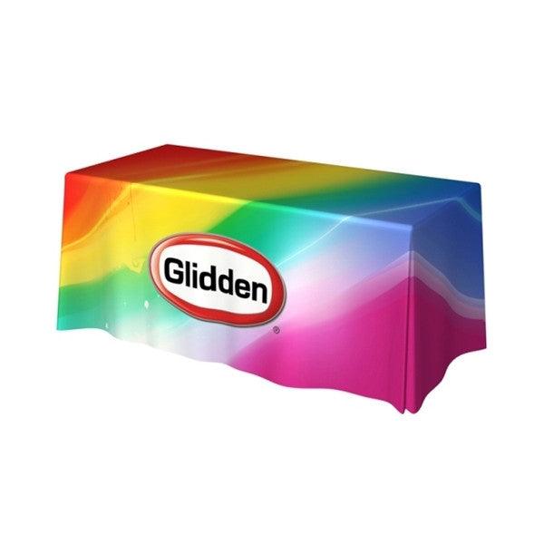 4' Custom Printed Deluxe Fitted Table Cover with all over print for the Glidden Paint company