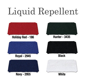 Liquid-repellant material color chart with available color codes