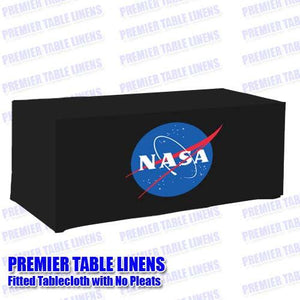 Black fitted 5-foot custom printed tablecloth for Nasa